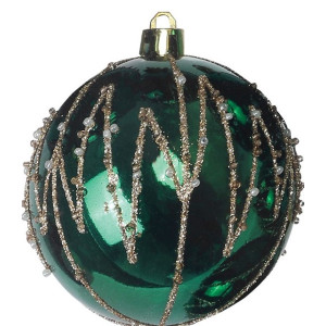 Πράσινη Γυαλιστερή Πλαστική Χριστουγεννιάτικη Μπάλα 10cm ,Σέτ/4