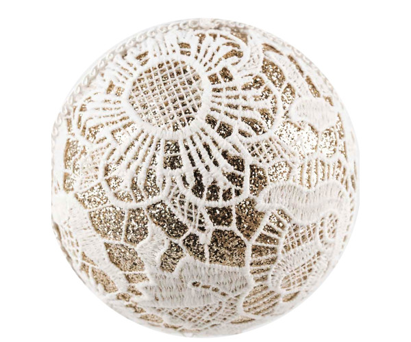 Χριστουγεννιάτικη Μπάλα Λευκό - Χρυσό 12cm