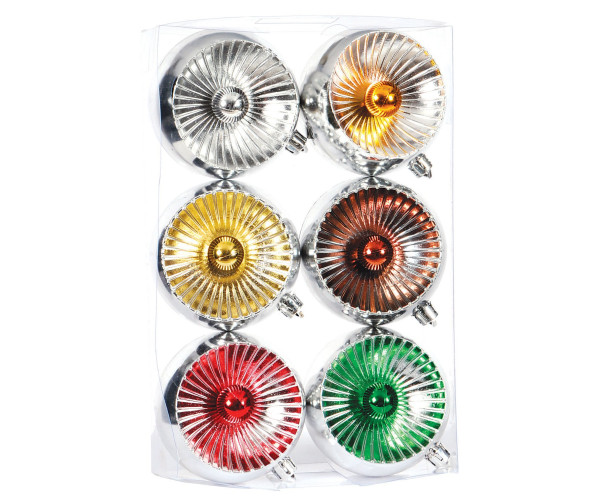 Ασημένιες Χριστουγεννιάτικες Μπάλες 8cm ,Σέτ/6