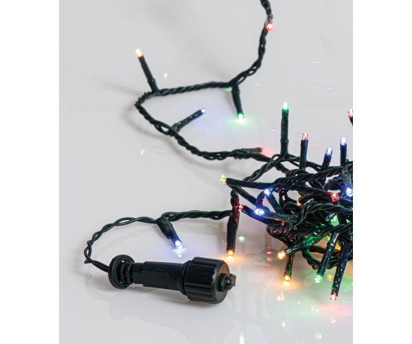 200Led Λαμπάκια Με Επέκταση,Πρόγραμμα Και Μετασχηματιστή Ip44 ,Πράσινο Καλώδιο/Πολύχρωμο Λαμπάκι , (5cm Απόσταση) 10 Μέτρα