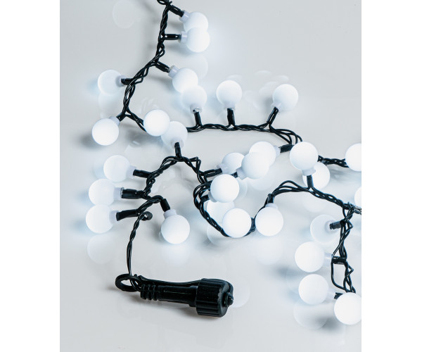 100Led Λαμπάκια Με Μπίλια Με Πρόγραμμα,Επέκταση Και Μετασχηματιστή Ip44 ,Πράσινο Καλώδιο/Λευκό Λαμπάκι 5 Μέτρα