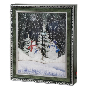 Χριστουγεννιάτικο Διακοσμητικό Κάδρο Με Φώς , Μουσική Και Χιόνι Με Μετασχηματιστή ip20 , 38,5 x 46 x 8cm