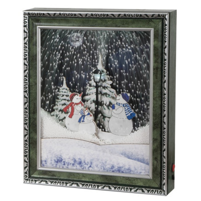 Χριστουγεννιάτικο Διακοσμητικό Κάδρο Με Φώς , Μουσική Και Χιόνι Με Μετασχηματιστή ip20 , 38,5 x 46 x 8cm