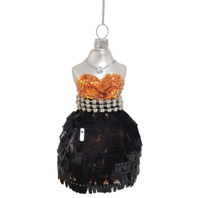 Γυάλινο Κρεμαστό Χριστουγεννιάτικο Στολίδι Φόρεμα 6,7 x 5,5 x 11,5cm