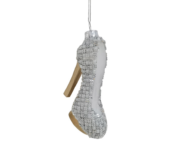 Γυάλινο Κρεμαστό Χριστουγεννιάτικο Στολίδι Γόβα 4,2 x 10 x 11,50cm