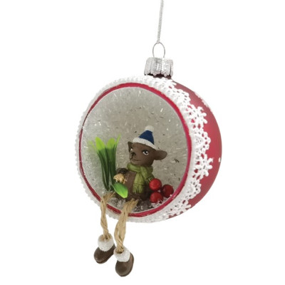 Γυάλινο Κρεμαστό Χριστουγεννιάτικο Στολίδι 9 x 5 x 13cm