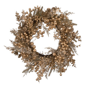 Στολισμένο Χριστουγεννιάτικο Στεφάνι Χρυσό 60cm