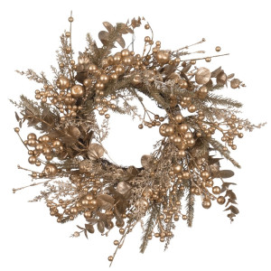 Στολισμένο Χριστουγεννιάτικο Στεφάνι Χρυσό 50cm