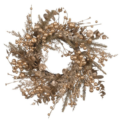 Στολισμένο Χριστουγεννιάτικο Στεφάνι Χρυσό 50cm