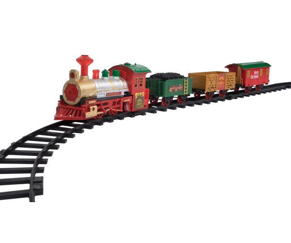 Χριστουγννιάτικο Τρένο 4 Βαγονίων Με Κίνηση , Ήχο Και Φώς Μπαταρίας 135x 75cm