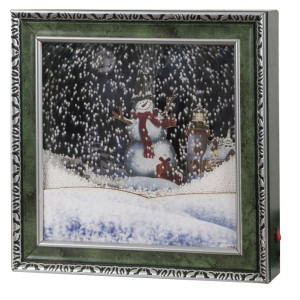 Χριστουγεννιάτικο Διακοσμητικό Κάδρο Με Φώς , Μουσική Και Χιόνι Με Μετασχηματιστή ip20 , 38,5 x 38,5 x 8cm