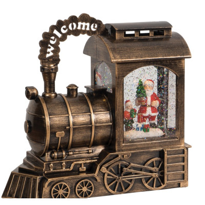 Χριστουγεννιάτικο Διακοσμητικό Τρένο Χιονόμπαλα Με Φώς Και Μουσική Μπαταρίας Και Καλώδιο Usb 24,5 x 11 x 21,8cm