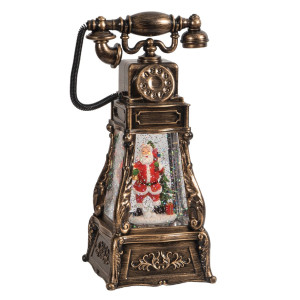 Χριστουγεννιάτικο Διακοσμητικό Τηλέφωνο Χιονόμπαλα Με Φώς Και Μουσική Μπαταρίας Και Καλώδιο Usb 13,3 x 11,3 x 26,5cm 