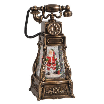 Χριστουγεννιάτικο Διακοσμητικό Τηλέφωνο Χιονόμπαλα Με Φώς Και Μουσική Μπαταρίας Και Καλώδιο Usb 13,3 x 11,3 x 26,5cm 