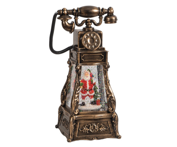 Χριστουγεννιάτικο Διακοσμητικό Τηλέφωνο Χιονόμπαλα Με Φώς Και Μουσική Μπαταρίας Και Καλώδιο Usb 13,3 x 11,3 x 26,5cm 