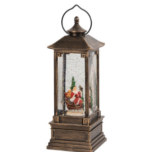 Χριστουγεννιάτικο Διακοσμητικό Φανάρι Χιονόμπαλα Με Φώς Και Μουσική Μπαταρίας Και Καλώδιο Usb 10,5 x 10,5 x 28,5cm