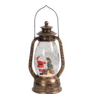 Χριστουγεννιάτικο Διακοσμητικό Φανάρι Χιονόμπαλα Με Φώς Και Μουσική Μπαταρίας Και Καλώδιο Usb 14,5 x 11,8 x 27cm