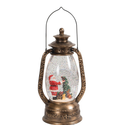 Χριστουγεννιάτικο Διακοσμητικό Φανάρι Χιονόμπαλα Με Φώς Και Μουσική Μπαταρίας Και Καλώδιο Usb 14,5 x 11,8 x 27cm