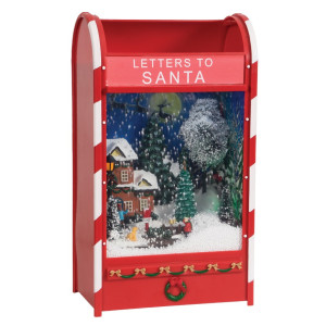 Χριστουγεννιάτικο Διακοσμητικό Γραμματοκιβώτιο Χιονόμπαλα Με Φώς Μουσική Και Χιόνι 20 x 12 x 35cm