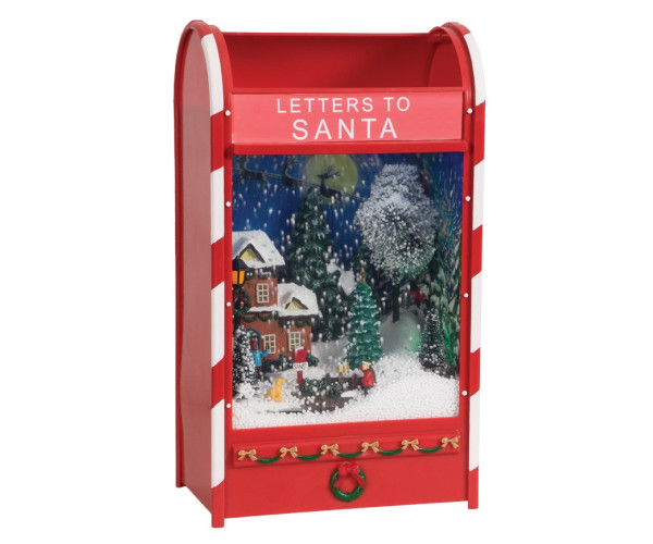 Χριστουγεννιάτικο Διακοσμητικό Γραμματοκιβώτιο Χιονόμπαλα Με Φώς Μουσική Και Χιόνι 20 x 12 x 35cm