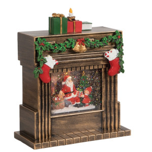 Χριστουγεννιάτικο Διακοσμητικό Τζάκι Χιονόμπαλα Με Φώς Και Μουσική Μπαταρίας Και Καλώδιο Usb 19,5 x 9,3 x 23cm