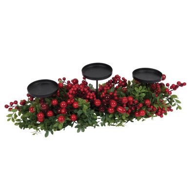 Χριστουγεννιάτικο Κηροπήγιο Με Κόκκινα Berries 60cm