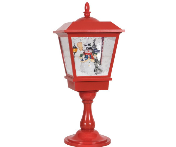 Κόκκινο Διακοσμητικό Μονό Φανάρι Με Φώς , Μουσική Και Χιόνι , Με Μετασχηματιστή Ip44 , 27 x 27 x 64cm