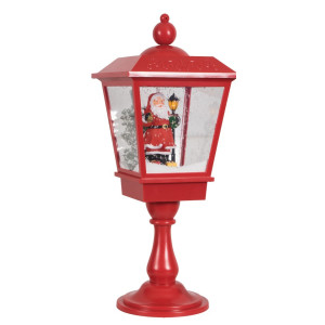 Κόκκινο Διακοσμητικό Μονό Φανάρι Με Φώς , Μουσική Και Χιόνι , Με Μετασχηματιστή Ip44 , 27 x 27 x 70cm