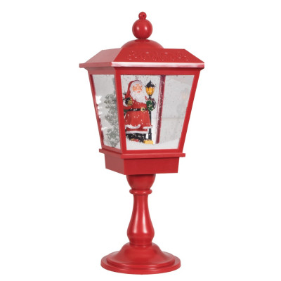 Κόκκινο Διακοσμητικό Μονό Φανάρι Με Φώς , Μουσική Και Χιόνι , Με Μετασχηματιστή Ip44 , 27 x 27 x 70cm