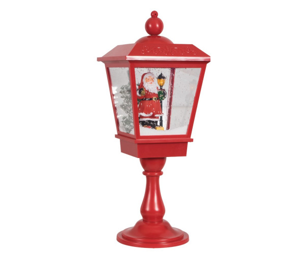 Κόκκινο Διακοσμητικό Μονό Φανάρι Με Φώς , Μουσική Και Χιόνι , Με Μετασχηματιστή Ip44 , 27 x 27 x 70cm