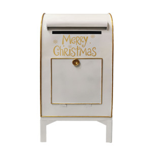Χριστουγεννιάτικο Μεταλλικό Γραμματοκιβώτιο Λευκό 25 x 19 x 50(h)cm