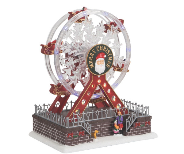 Χριστουγεννιάτικο Διακοσμητικό Όπτικαλ Ρόδα Λούνα Πάρκ Με Μουσική Και Κίνηση Μπαταρίας 23 x 16 x 28cm