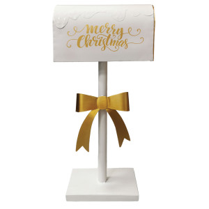 Χριστουγεννιάτικο Μεταλλικό Γραμματοκιβώτιο Λευκό 32 x 16,3 x 68,5(h)cm