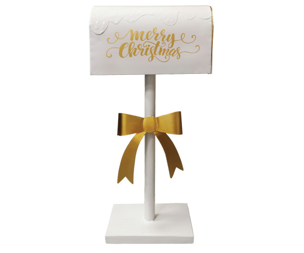 Χριστουγεννιάτικο Μεταλλικό Γραμματοκιβώτιο Λευκό 32 x 16,3 x 68,5(h)cm