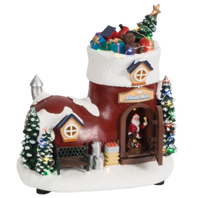 Χριστουγεννιάτικο Διακοσμητικό Όπτικαλ Μπότα Χωριό 21 x 13,5 x 21,5cm