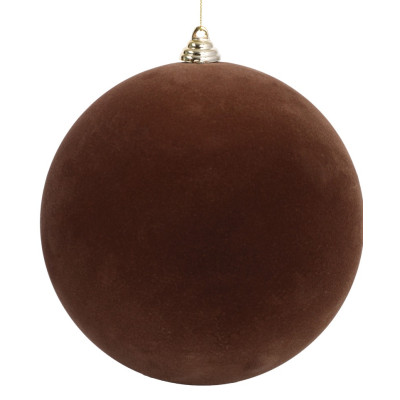 Καφέ Βελουτέ Πλαστική Χριστουγεννιάτικη Μπάλα 20cm