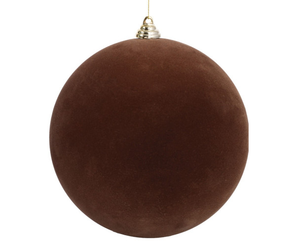 Καφέ Βελουτέ Πλαστική Χριστουγεννιάτικη Μπάλα 20cm