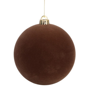 Καφέ Βελουτέ Πλαστική Χριστουγεννιάτικη Μπάλα 15cm