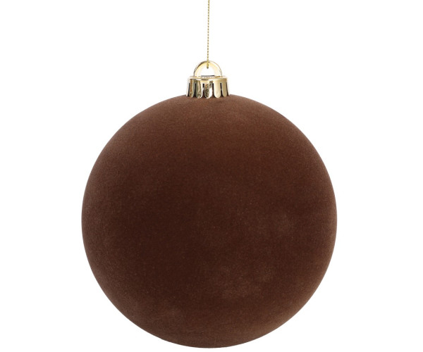 Καφέ Βελουτέ Πλαστική Χριστουγεννιάτικη Μπάλα 12cm,Σέτ/2 Τεμαχίων