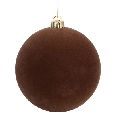 Καφέ Βελουτέ Πλαστική Χριστουγεννιάτικη Μπάλα 8cm,Σέτ/6 Τεμαχίων
