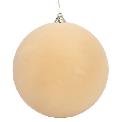 Μπέζ Βελουτέ Πλαστική Χριστουγεννιάτικη Μπάλα 20cm