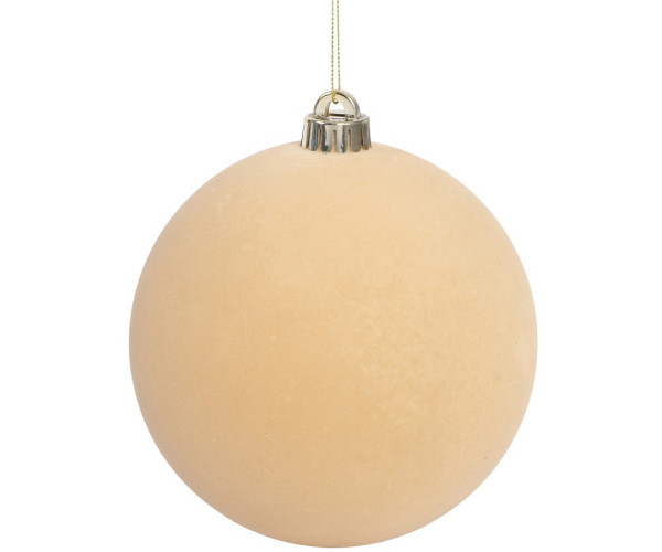 Χρυσή Βελουτέ Πλαστική Χριστουγεννιάτικη Μπάλα 12cm,Σέτ/2 Τεμαχίων