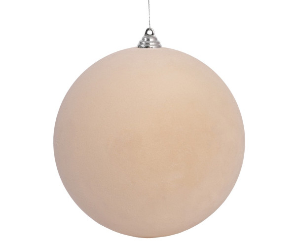 Μπέζ Βελουτέ Πλαστική Χριστουγεννιάτικη Μπάλα 20cm