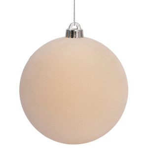 Μπέζ Βελουτέ Πλαστική Χριστουγεννιάτικη Μπάλα 10cm,Σέτ/4 Τεμαχίων 
