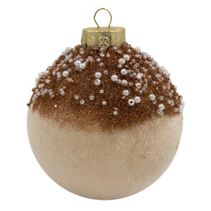 Χάλκινη Βελουτέ Πλαστική Χριστουγεννιάτικη Μπάλα 12cm,Σέτ/2 Τεμαχίων