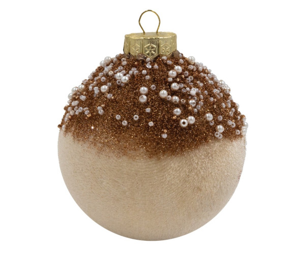 Χάλκινη Βελουτέ Πλαστική Χριστουγεννιάτικη Μπάλα 12cm,Σέτ/2 Τεμαχίων