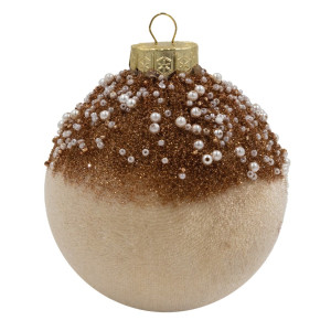 Χάλκινη Βελουτέ Πλαστική Χριστουγεννιάτικη Μπάλα 10cm,Σέτ/4 Τεμαχίων