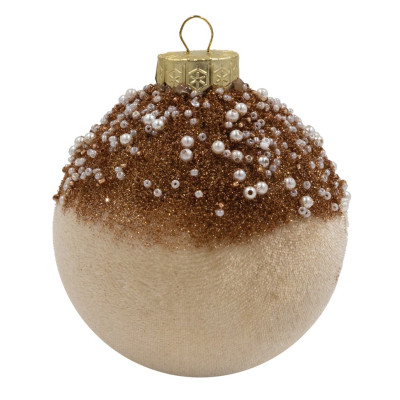 Χάλκινη Βελουτέ Πλαστική Χριστουγεννιάτικη Μπάλα 10cm,Σέτ/4 Τεμαχίων