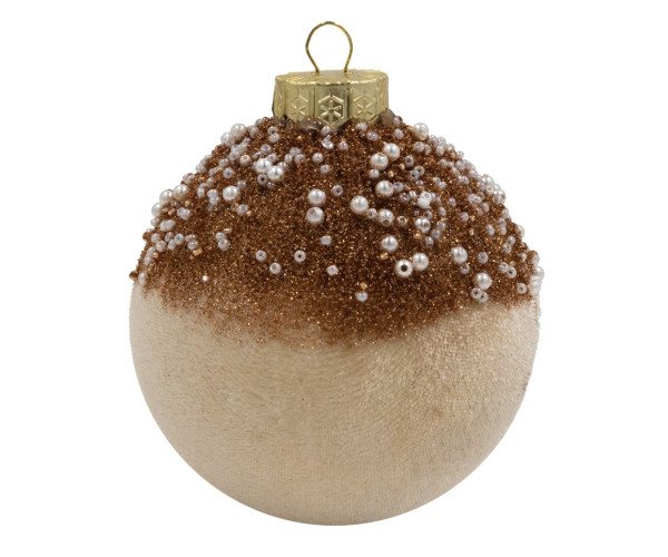 Χάλκινη Βελουτέ Πλαστική Χριστουγεννιάτικη Μπάλα 10cm,Σέτ/4 Τεμαχίων