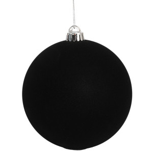 Μάυρη Βελουτέ Πλαστική Χριστουγεννιάτικη Μπάλα 15cm